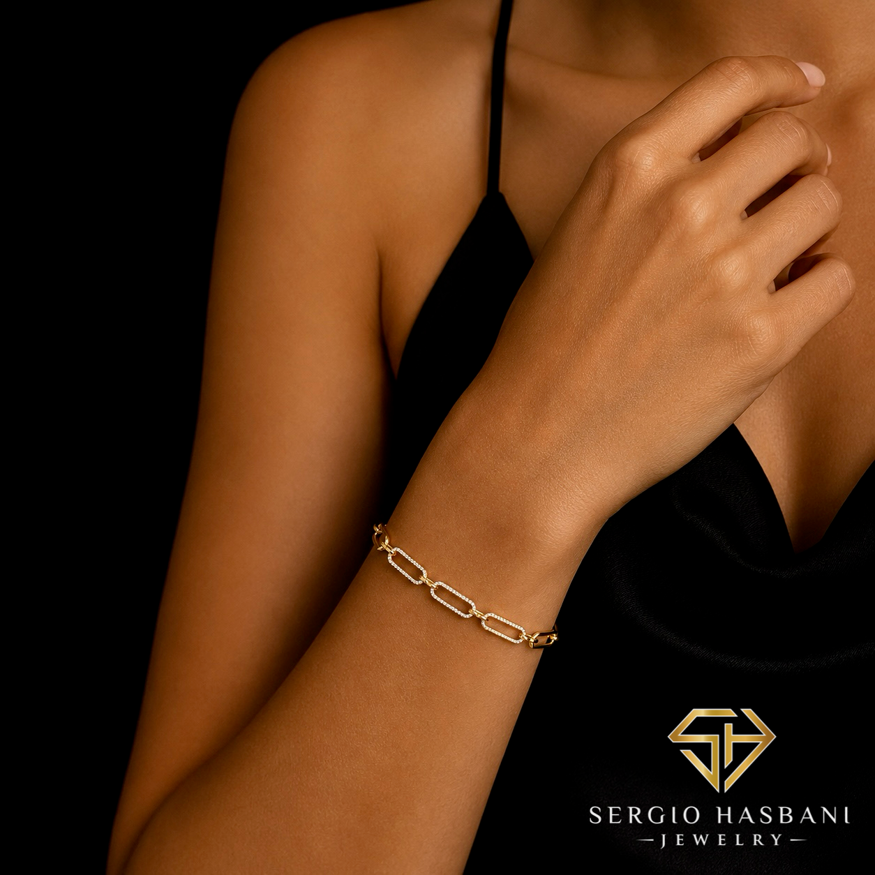 10K PAPERCLIP Diamond Bracelet