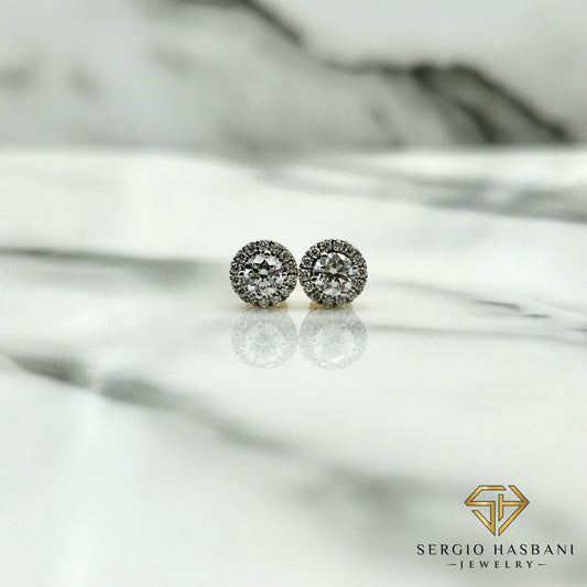 10K RONDEL 2TONE VVS Lab Diamond Earrings