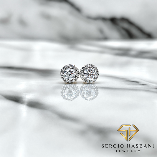 10K RONDEL 2TONE VVS Lab Diamond Earrings