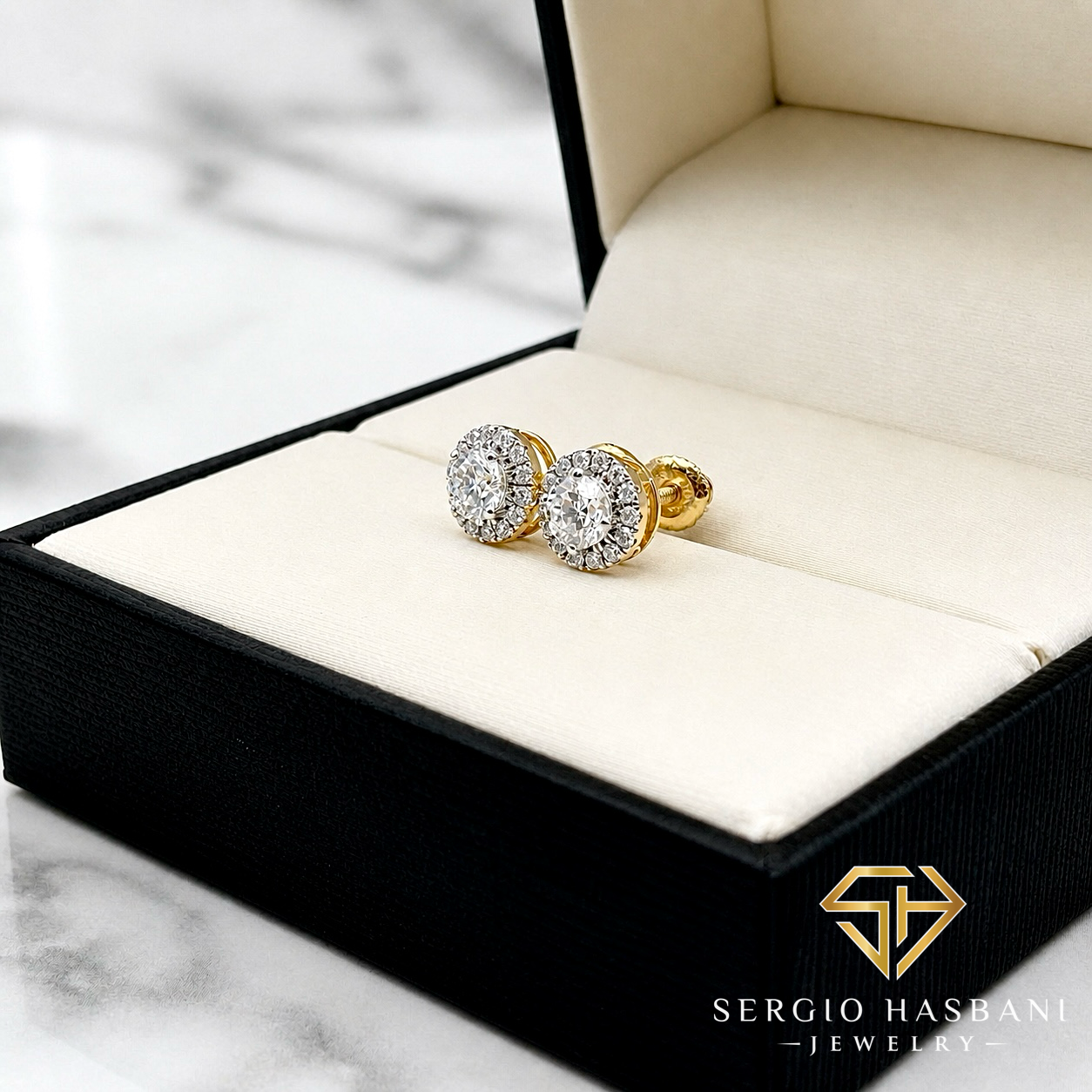 10K RONDEL 2TONE VVS Lab Diamond Earrings