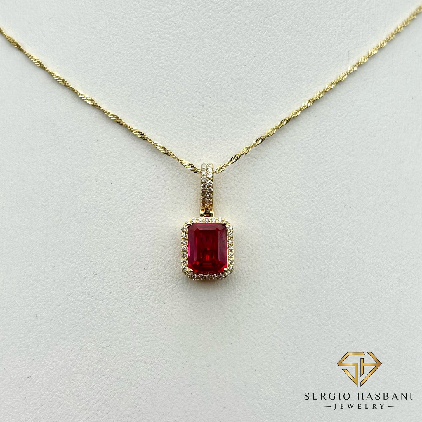 10K RUBIRI Lab Diamond & Ruby Necklace