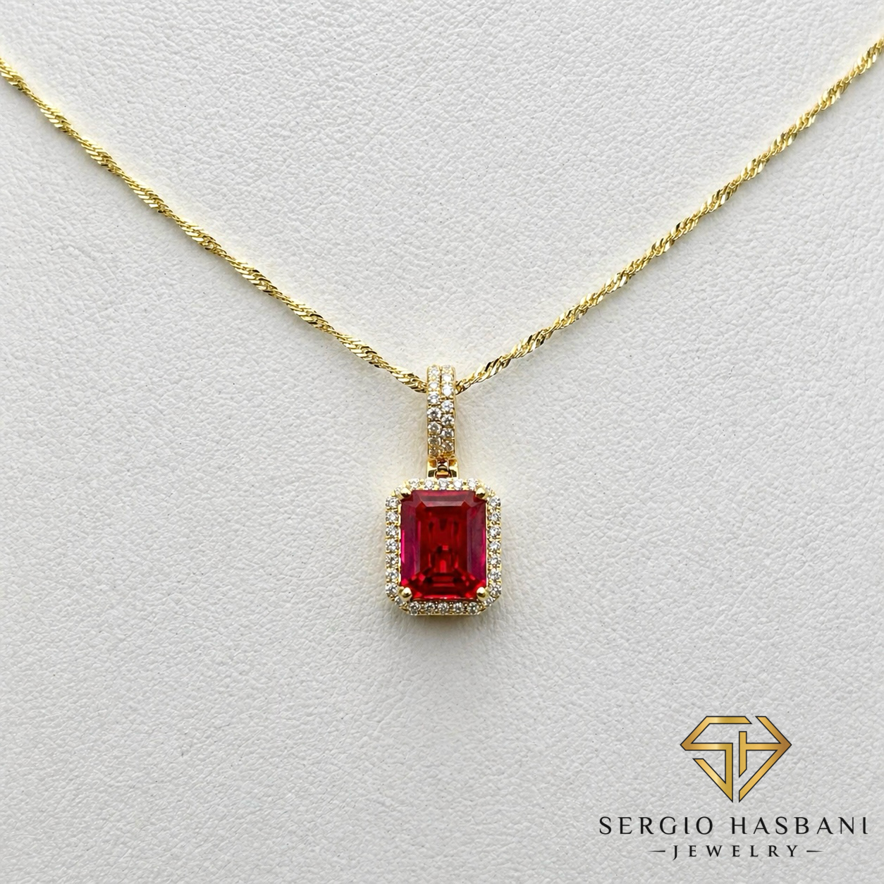 10K RUBIRI Lab Diamond & Ruby Necklace