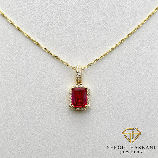 10K RUBIRI Lab Diamond & Ruby Necklace
