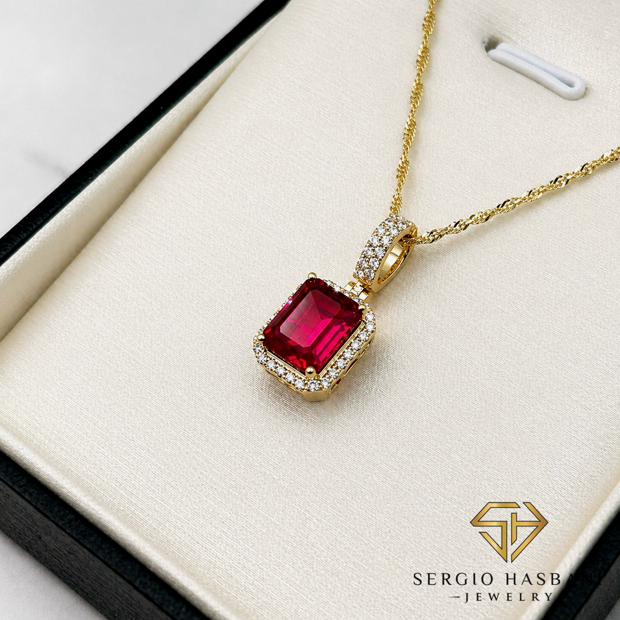 10K RUBIRI Lab Diamond & Ruby Necklace