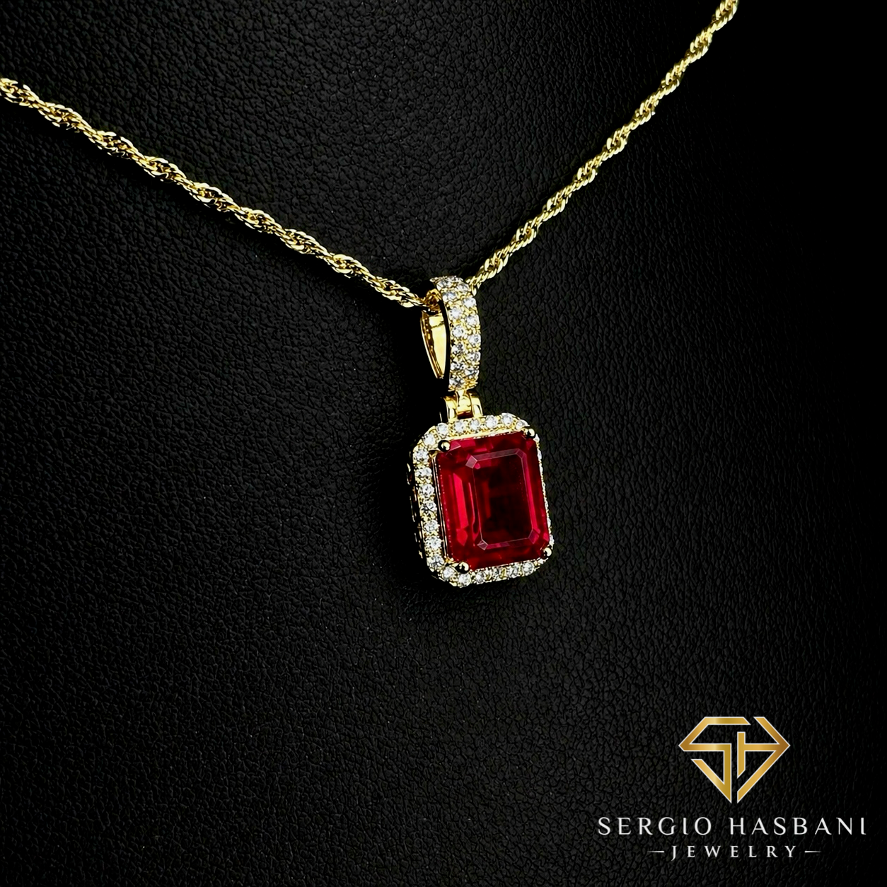 10K RUBIRI Lab Diamond & Ruby Necklace