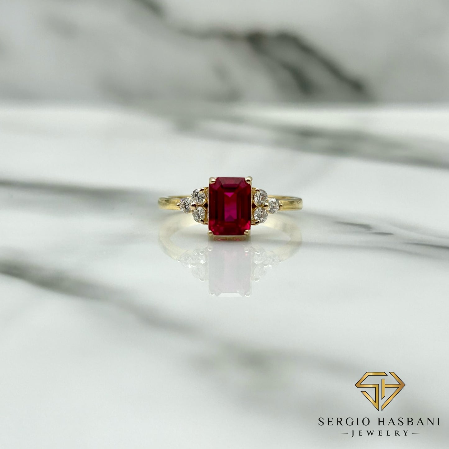 10K RUMBI Lab Ruby & Diamond Ring