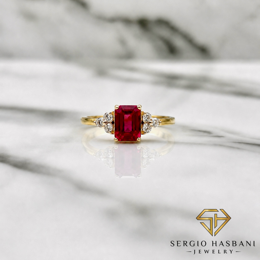 10K RUMBI Lab Ruby & Diamond Ring