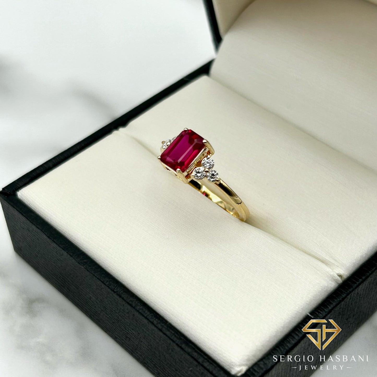 10K RUMBI Lab Ruby & Diamond Ring