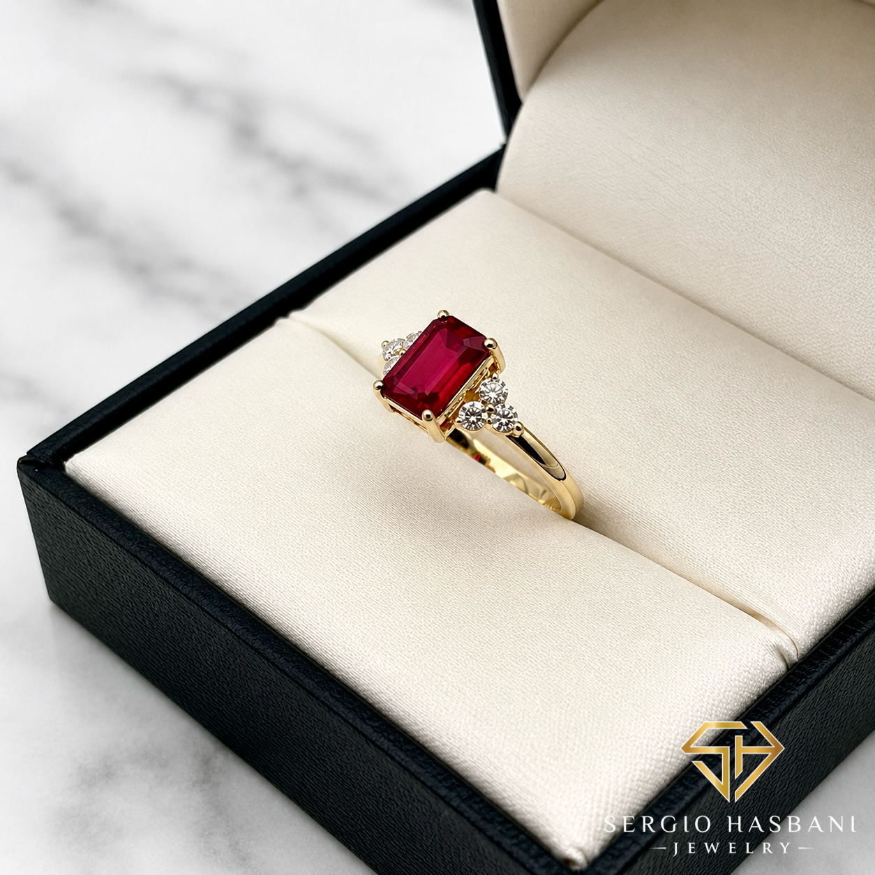 10K RUMBI Lab Ruby & Diamond Ring