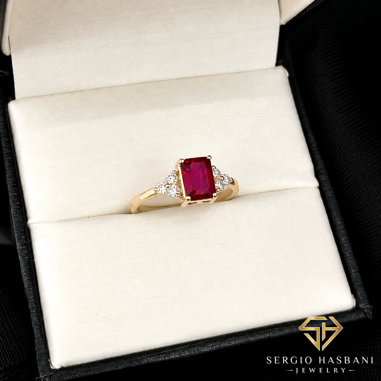 10K RUMBI Lab Ruby & Diamond Ring