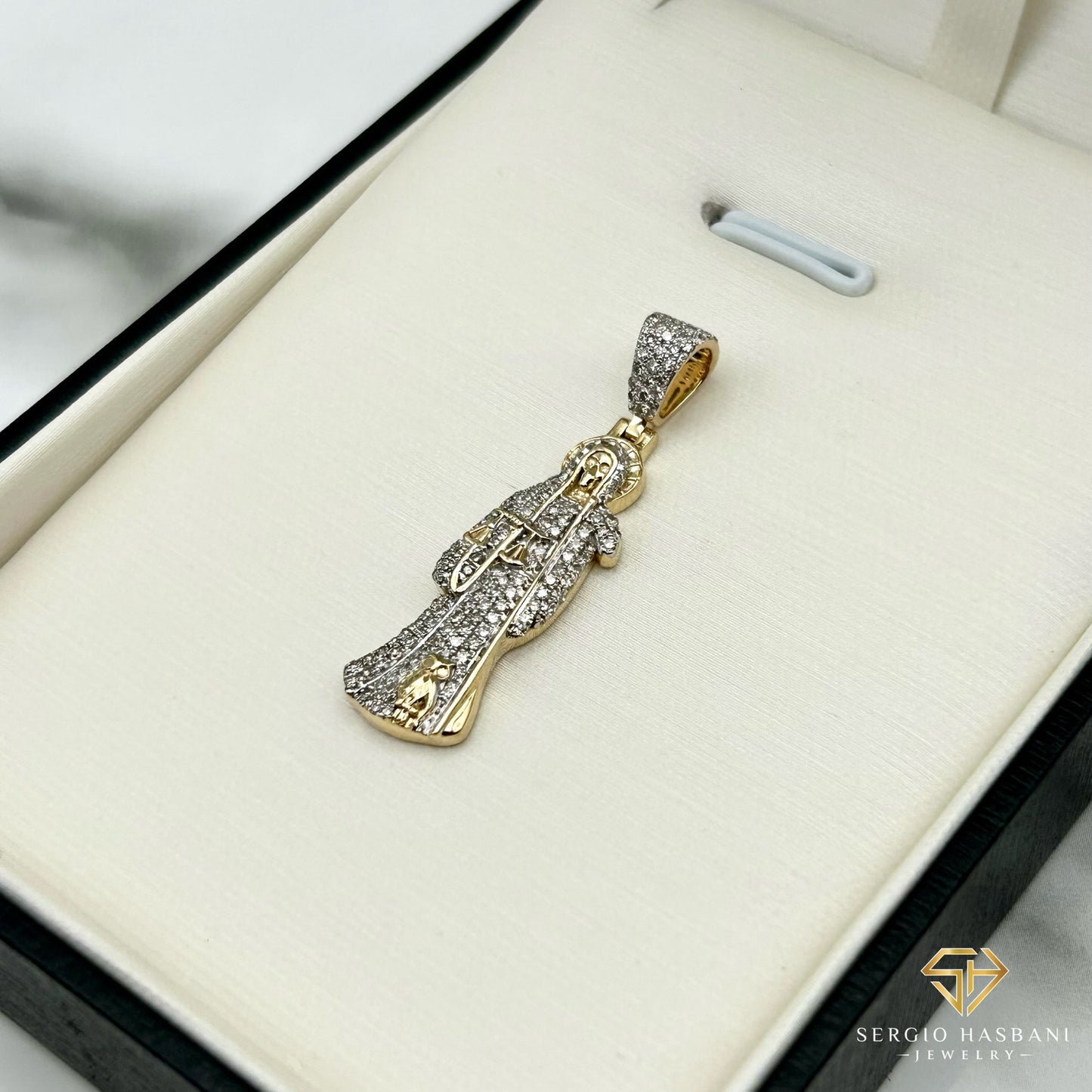 10K SANTA MUERTE Diamond Pendant