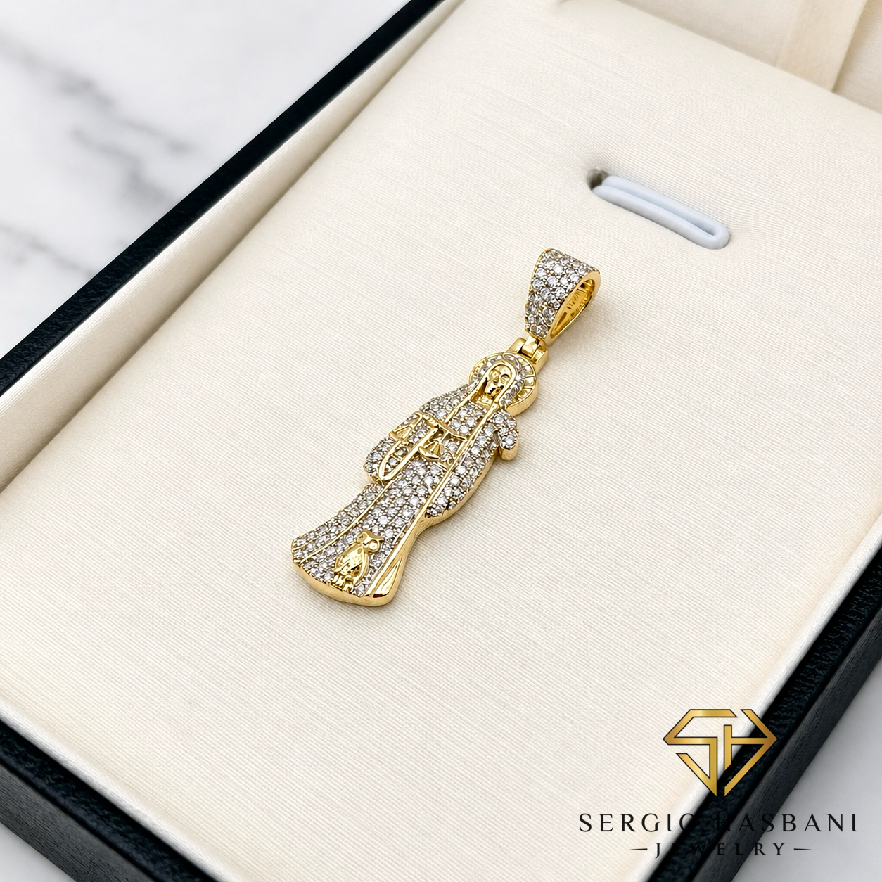 10K SANTA MUERTE Diamond Pendant
