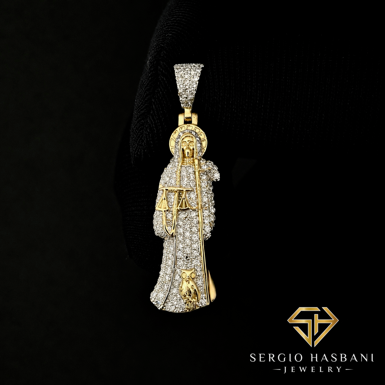 10K SANTA MUERTE Diamond Pendant