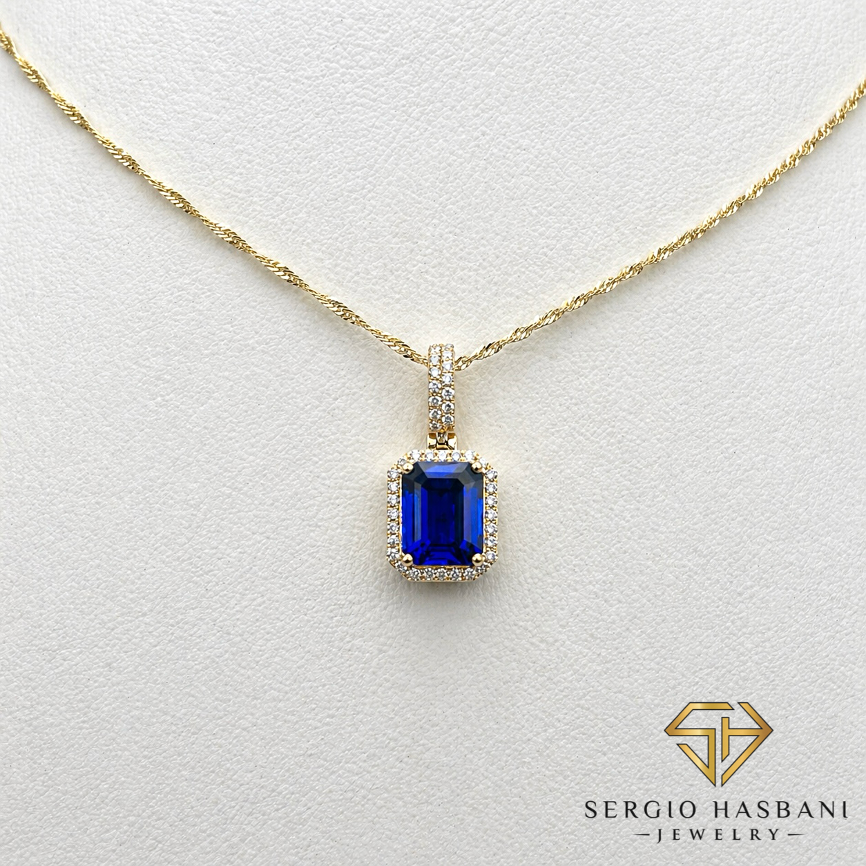 10K SAPHIRI Lab Diamond & Sapphire Necklace
