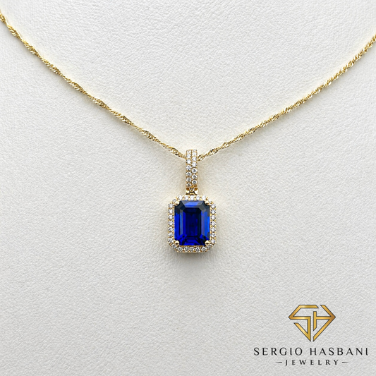 10K SAPHIRI Lab Diamond & Sapphire Necklace