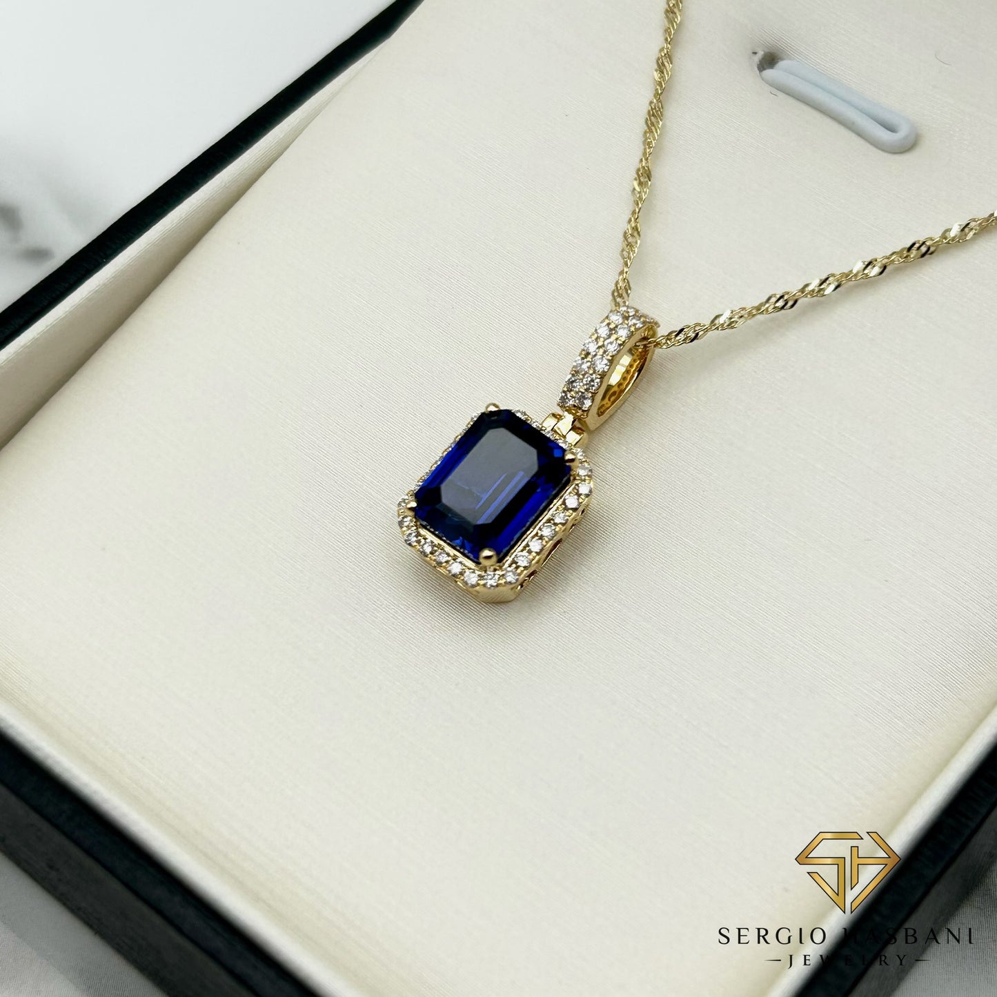 10K SAPHIRI Lab Diamond & Sapphire Necklace