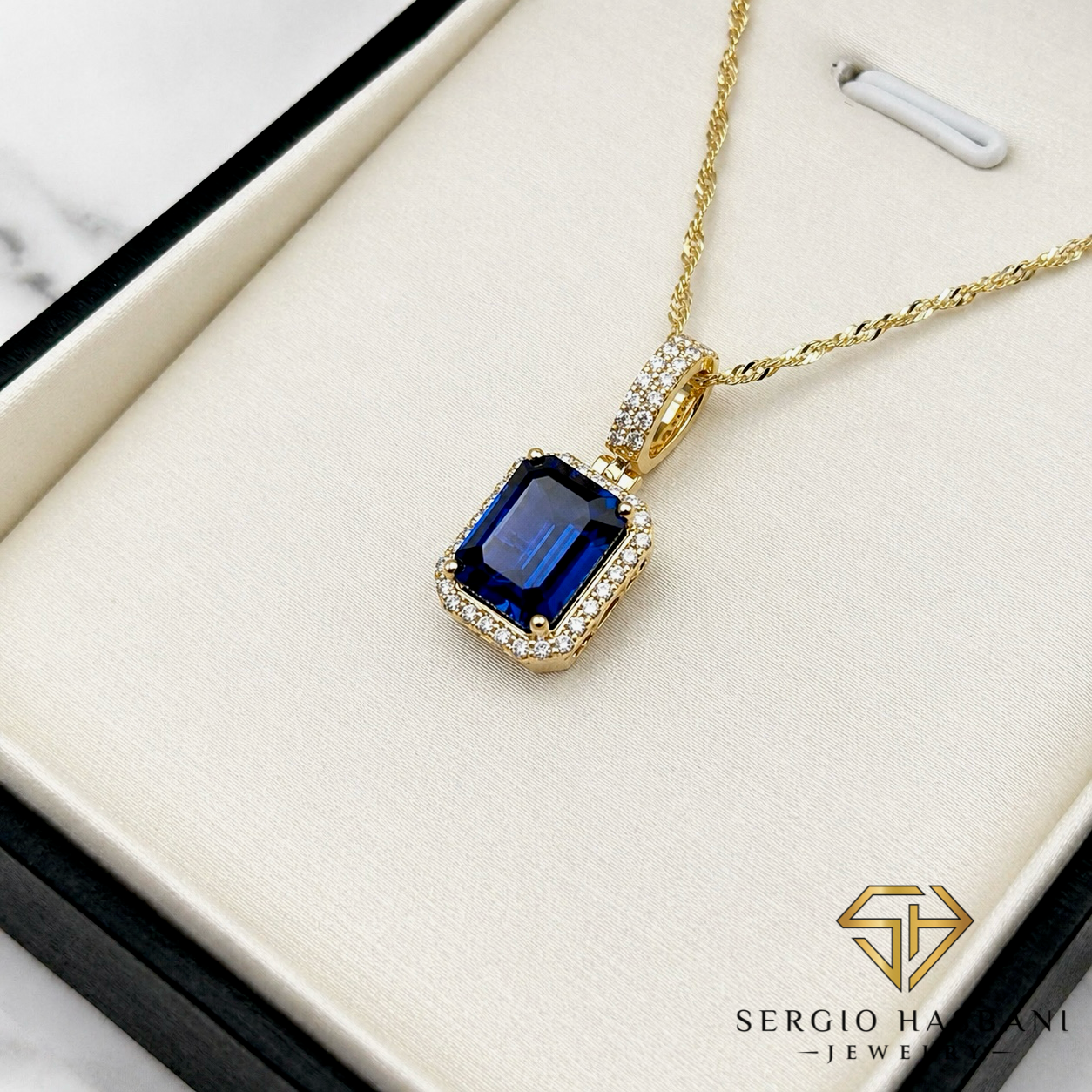 10K SAPHIRI Lab Diamond & Sapphire Necklace