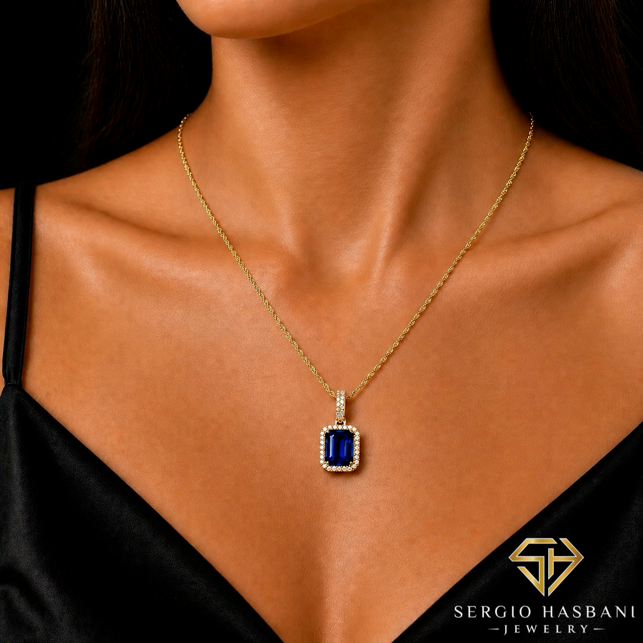 10K SAPHIRI Lab Diamond & Sapphire Necklace