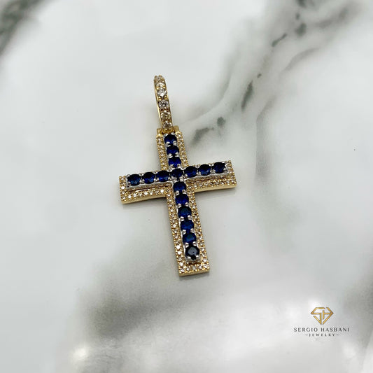 10K SAPHIRO Diamond Cross Pendant