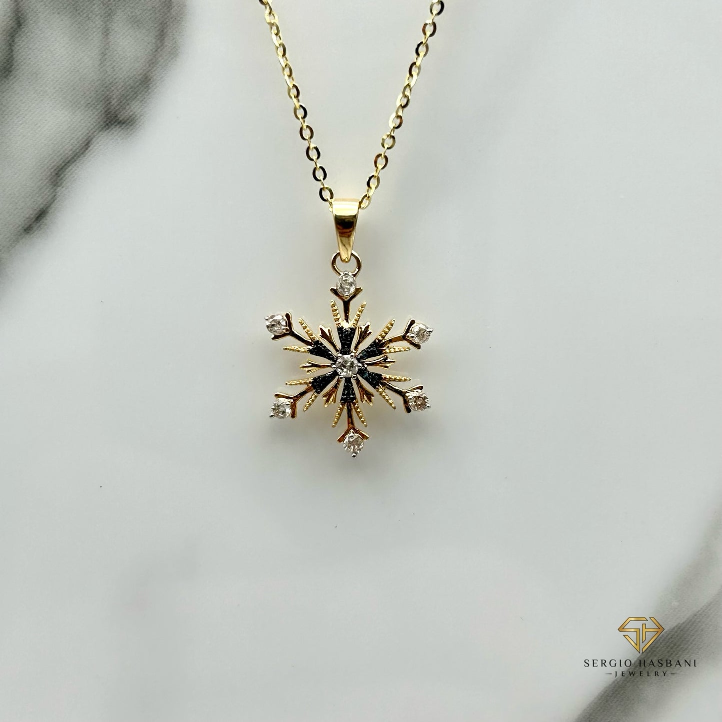 10K SNOWFLAKE Diamond Necklace