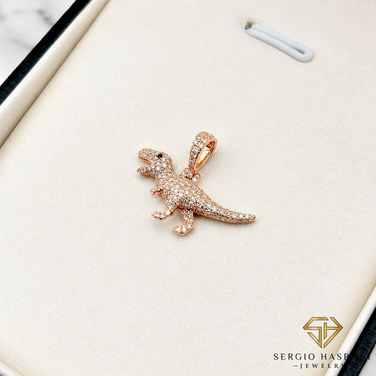 10K BABY T-REX Diamond Pendant