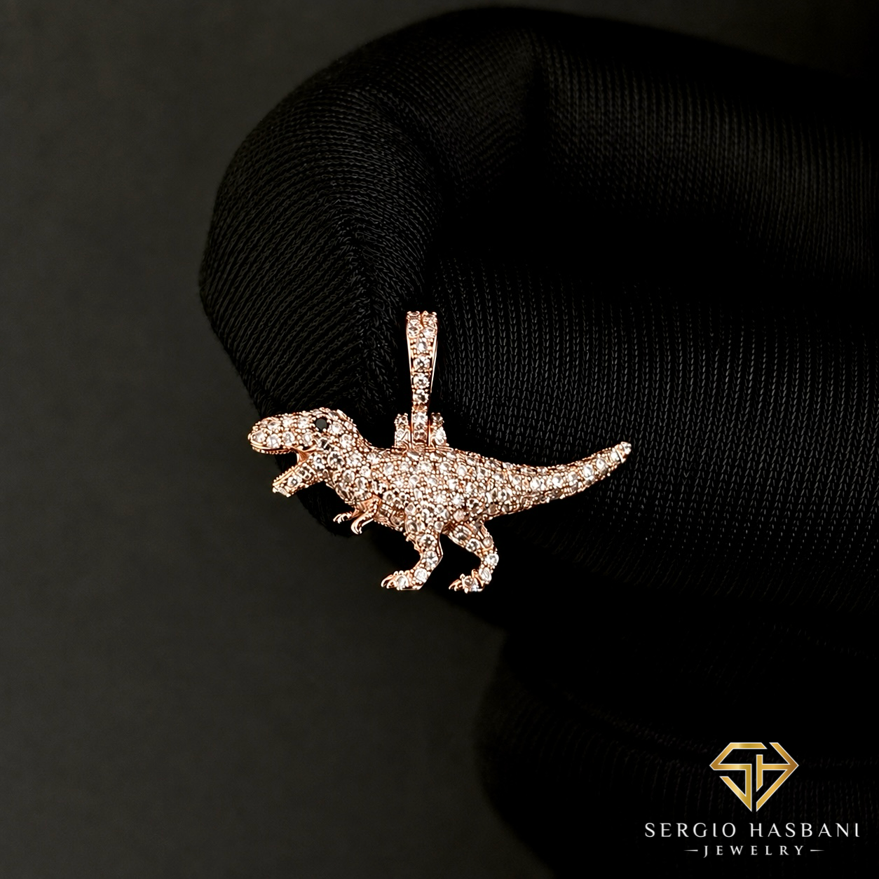 10K BABY T-REX Diamond Pendant