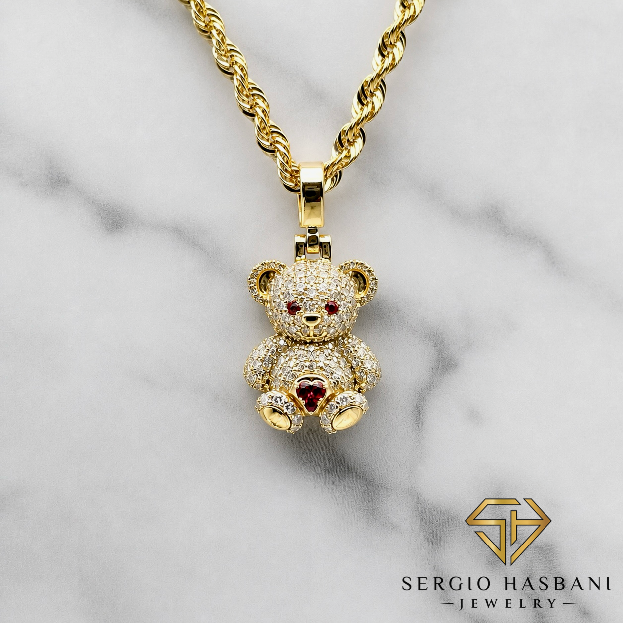 10K TEDDYBEAR Diamond Pendant