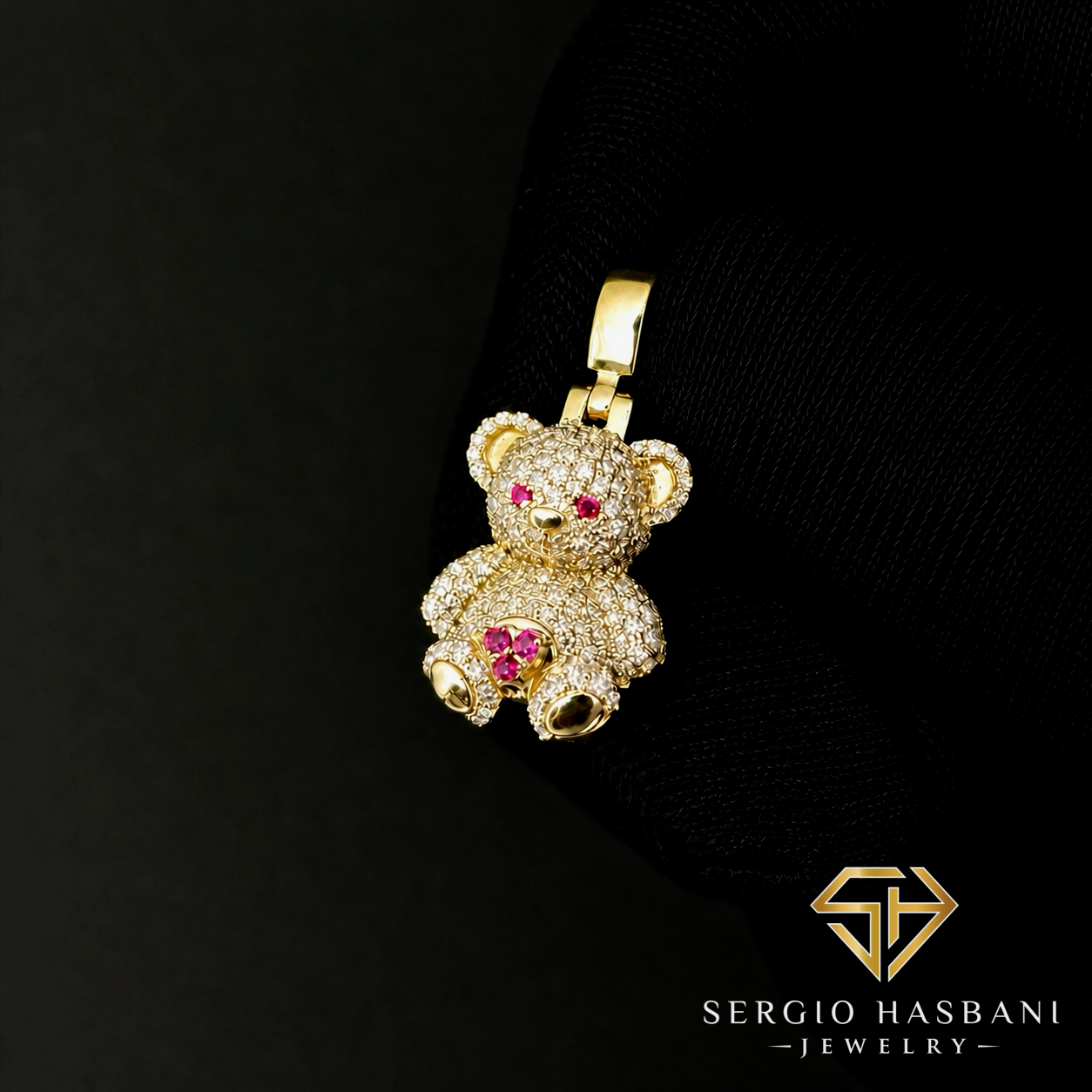10K TEDDYBEAR Diamond Pendant