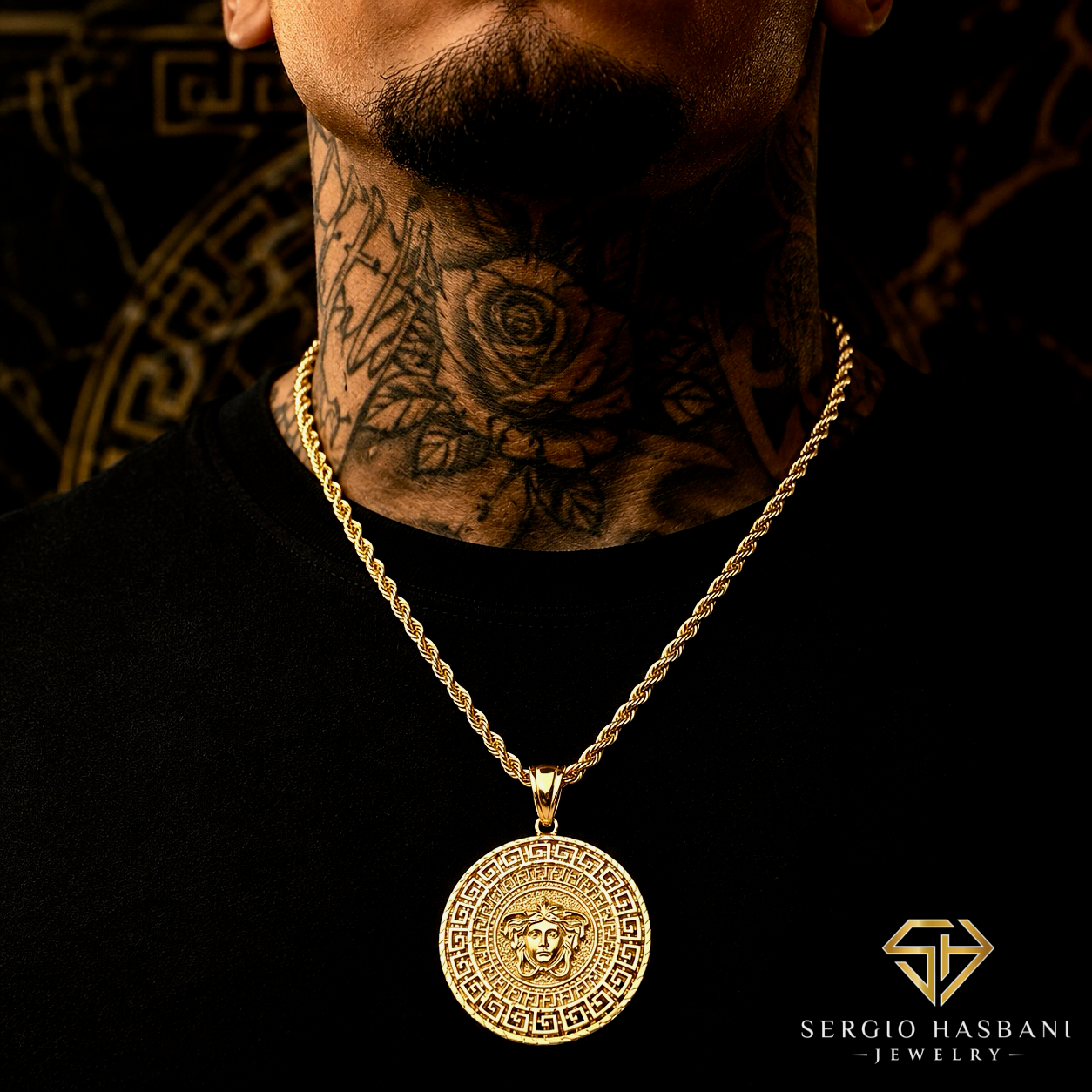 10K VESARI Medusa Head Pendant
