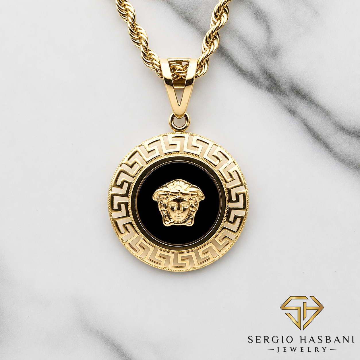 10K VESNERO Medusa Head Pendant