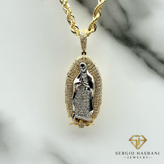 10K VIRGIN MARY Diamond Pendant