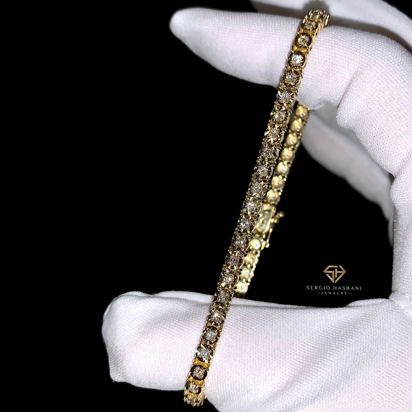 10K 4MM Illusion Diamond Tennis Bracelet