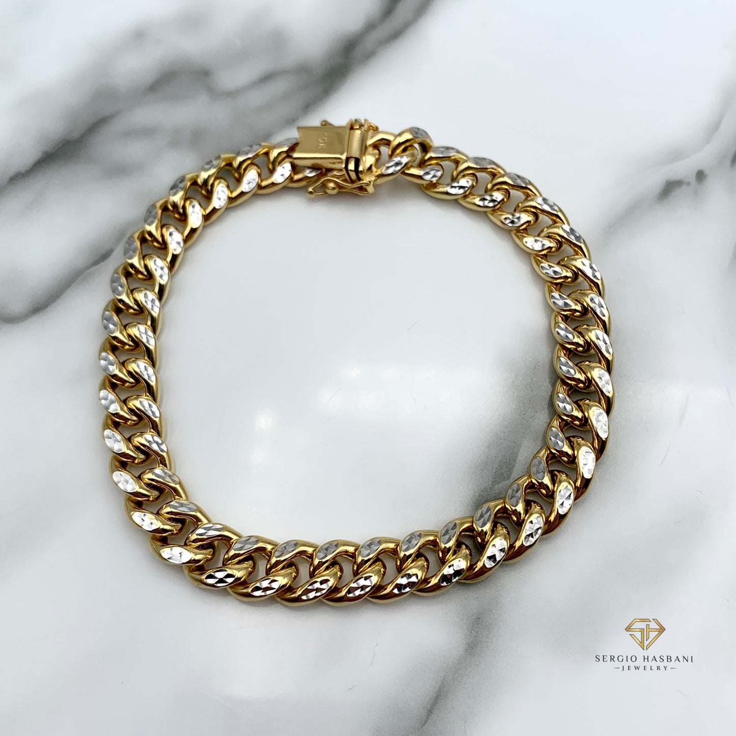 10K 9MM Cuban Link Bracelet 2tone