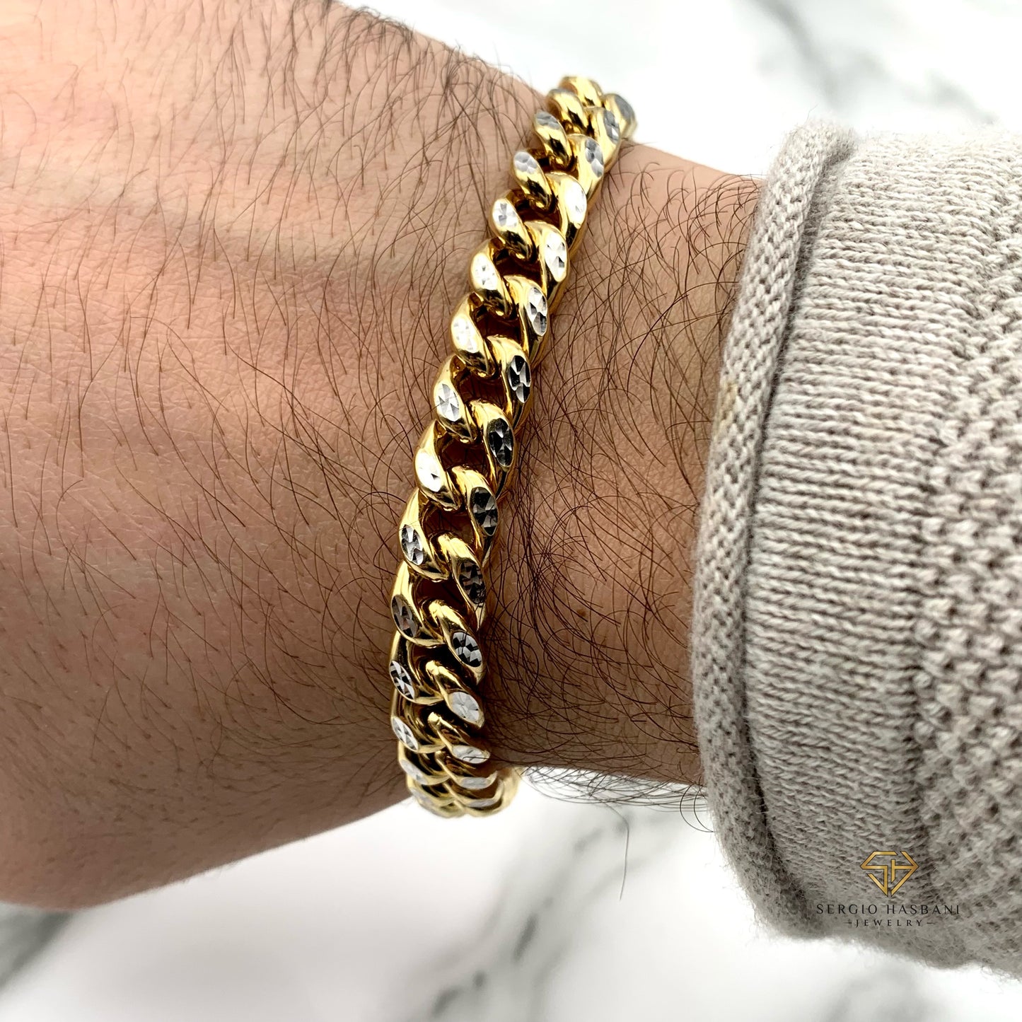 10K 9MM Cuban Link Bracelet 2tone