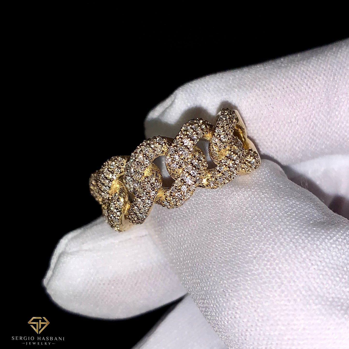 10K BUBBLE CUBAN Diamond Ring