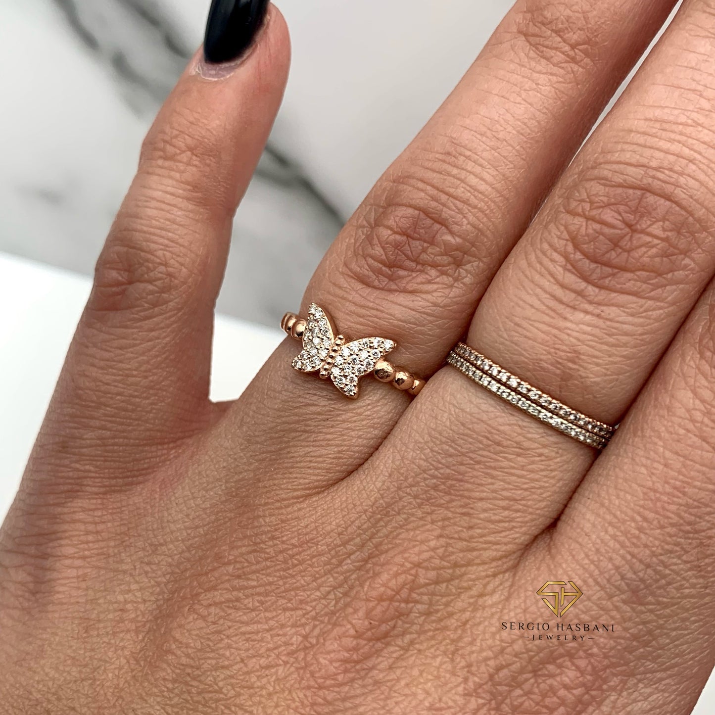 14K BUTTERFLY Diamond Ring