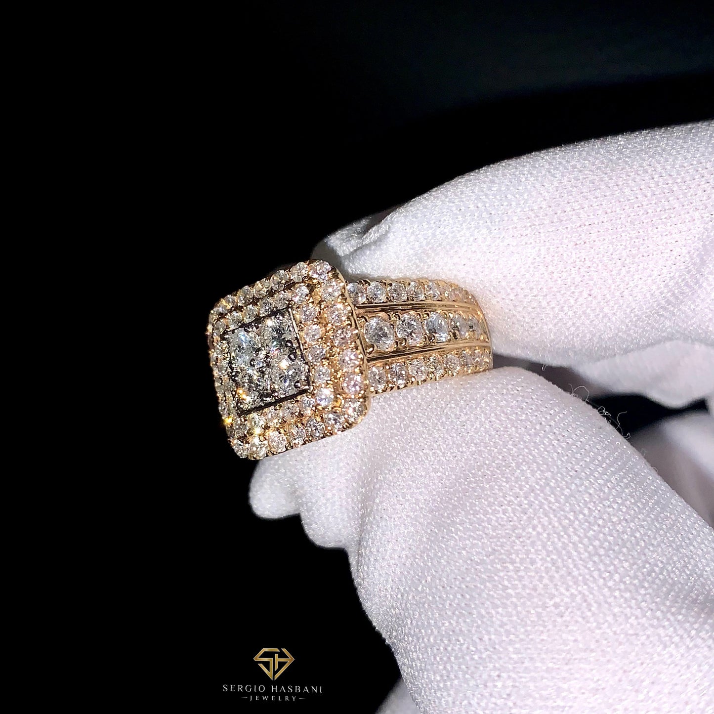 10K SQUARE Diamond Ring